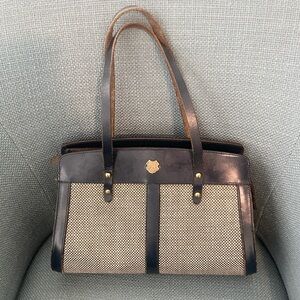 John Romain Vintage 1960/70’s Tweed & Leather Trim Satchel Bag